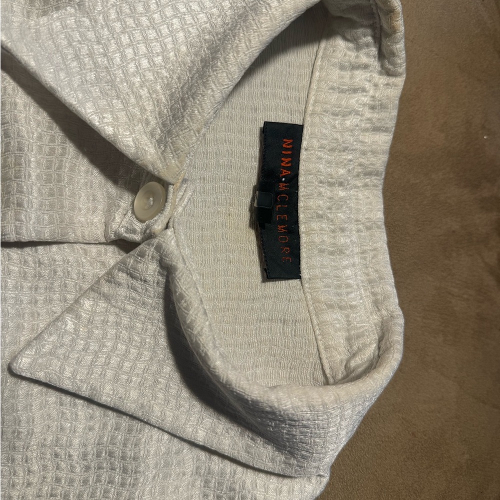 Nina Mclemore White Satin Jacket Size 8 - Picture 9 of 11